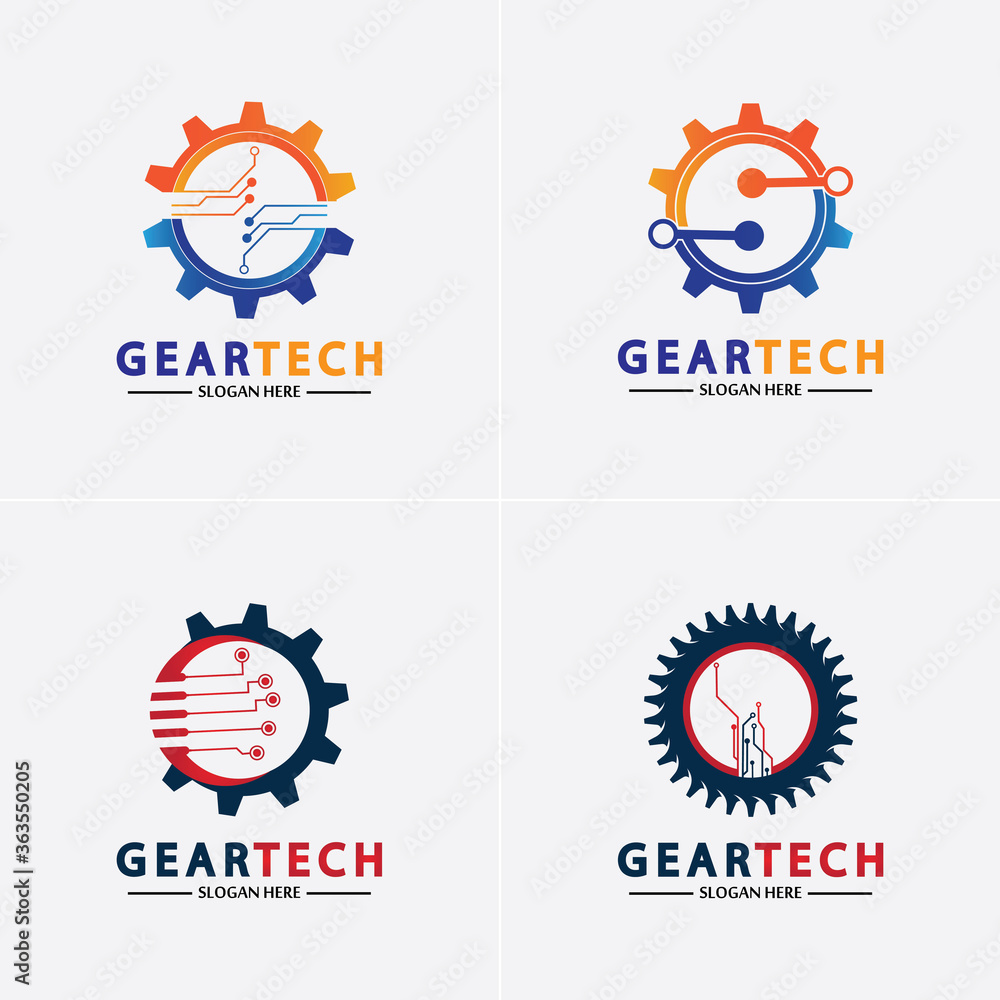 Tech gear logo vector design template. Technology Logo Template Design Vector, Emblem, Design Concept, Creative Symbol, Icon Tech gear logo vector design template. Technology Logo Template Design Vector, Emblem, Design Concept, Creative Symbol, Icon