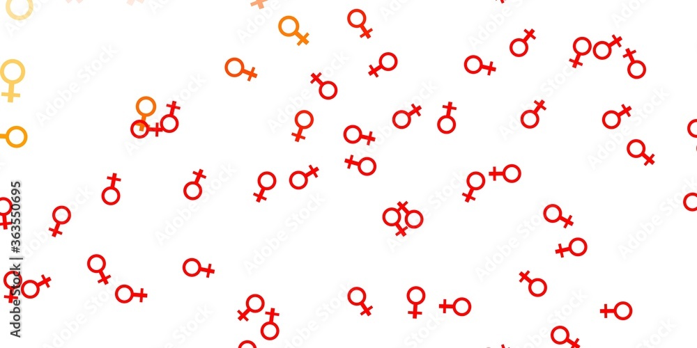 Light Red, Yellow vector texture with women's rights symbols. Light Red, Yellow vector texture with women's rights symbols.