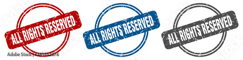 all rights reserved stamp. all rights reserved sign. all rights reserved label set