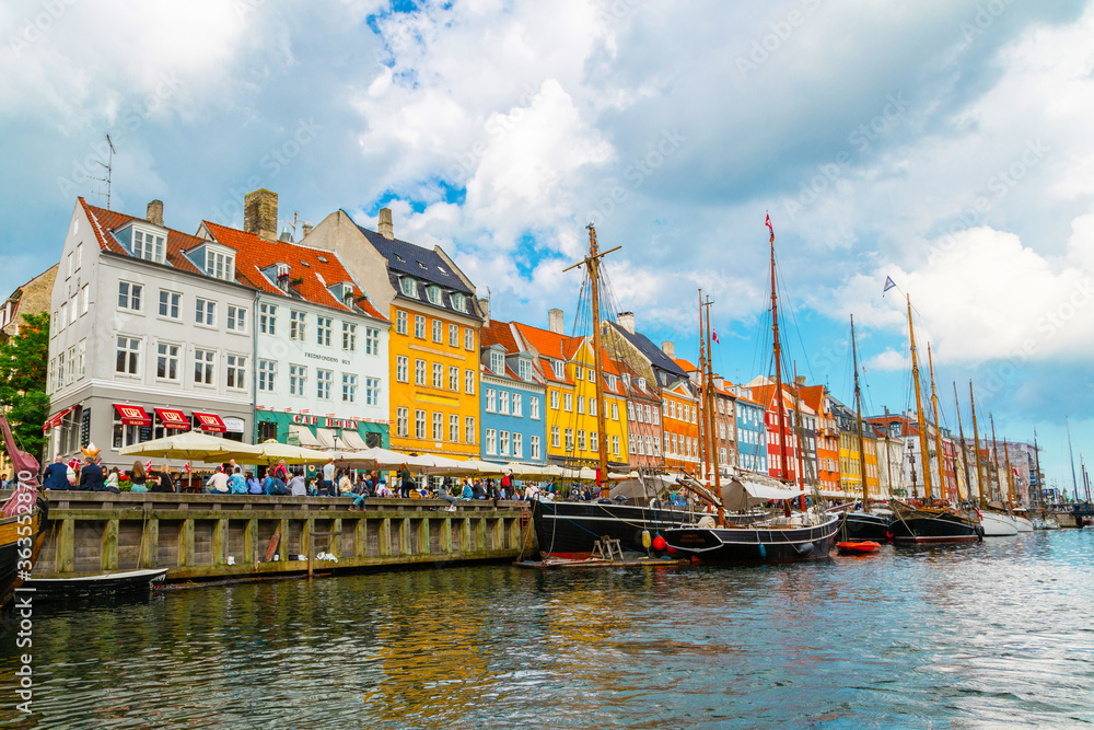 View of old Nyhavn port in the central Copenhagen