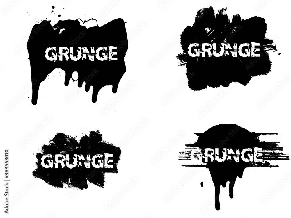 Brush Stroke Collection . Grunge lines . Vector stripes . Distressed Black dividers . set of dirty Textured shape . four Dry scratches for your design.