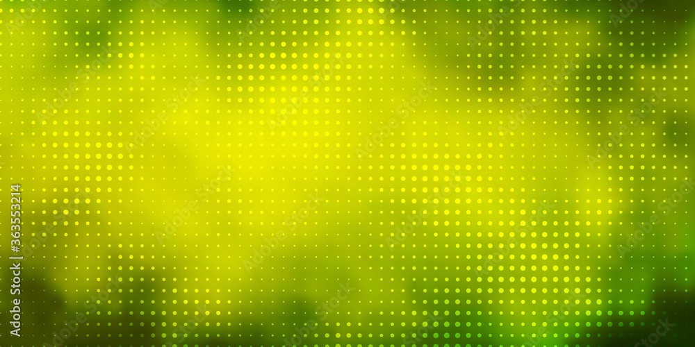 Light Green, Yellow vector background with bubbles. Abstract decorative design in gradient style with bubbles. Pattern for wallpapers, curtains.