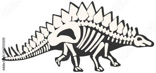 X-Ray Dino Skeleton Stegosaurus clipart hand drawn isolated on white background