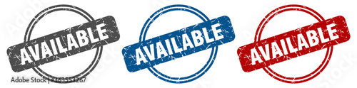 available stamp. available sign. available label set
