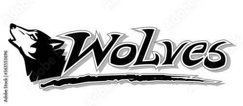 Team Wolves Symbol, Text Lettering Illustration