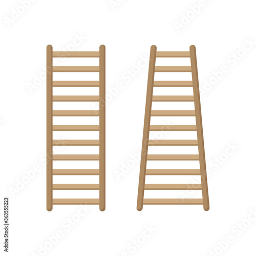 Flat icon wooden ladder isolated on white background. Vector illustration.