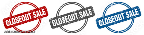 closeout sale stamp. closeout sale sign. closeout sale label set photo