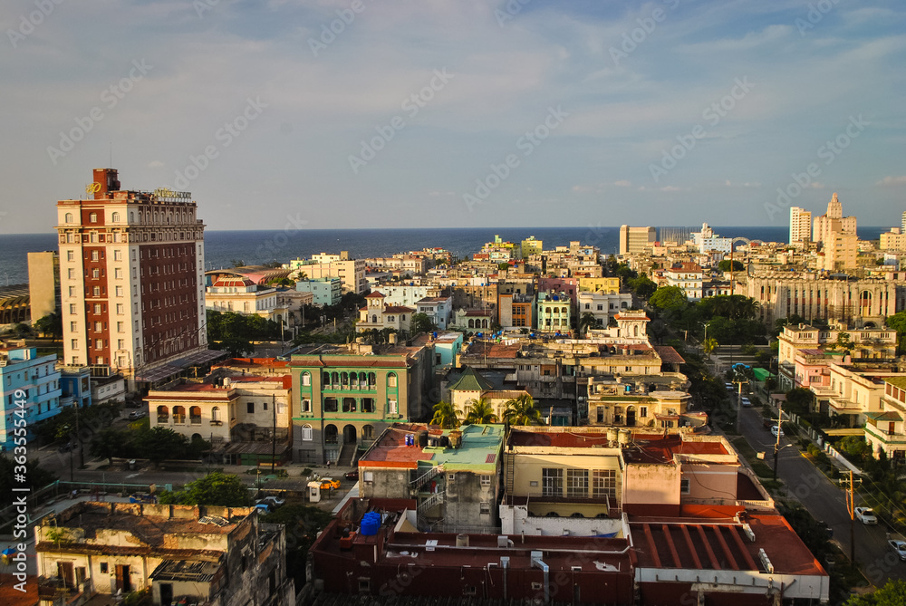 Top View of Havana Cuba in Sunset