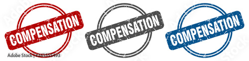 compensation stamp. compensation sign. compensation label set