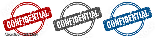 confidential stamp. confidential sign. confidential label set