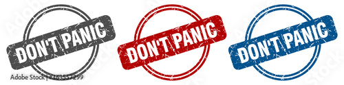 don't panic stamp. don't panic sign. don't panic label set