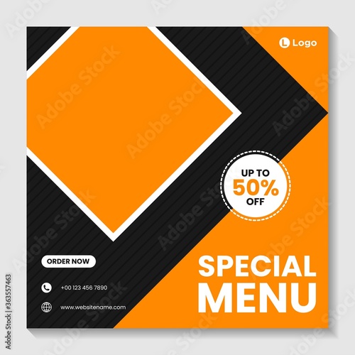 Food menu social media post banner template