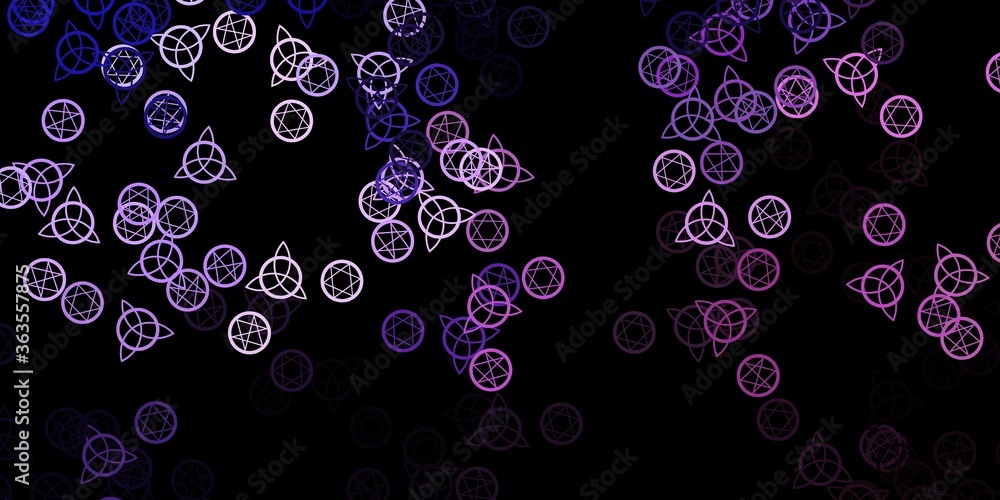 Dark Purple vector pattern with magic elements.