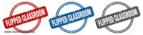 flipped classroom stamp. flipped classroom sign. flipped classroom label set