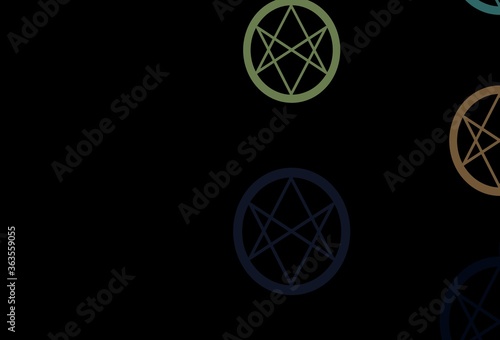 Dark Blue, Yellow vector background with occult symbols.