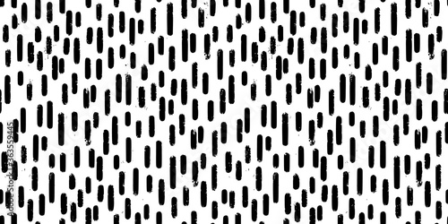 Hand-drawn black and white seamless texture with dashed strokes. Vector repeat pattern.