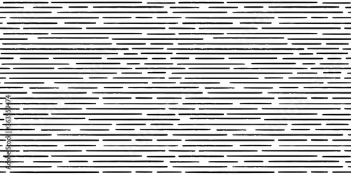 Hand-drawn black and white seamless texture with dashed strokes. Vector repeat pattern.