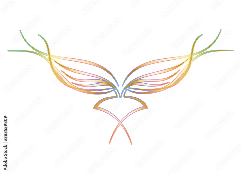 Goldene Flügel mit irisierenden Farben Goldene Flügel mit irisierenden Farben