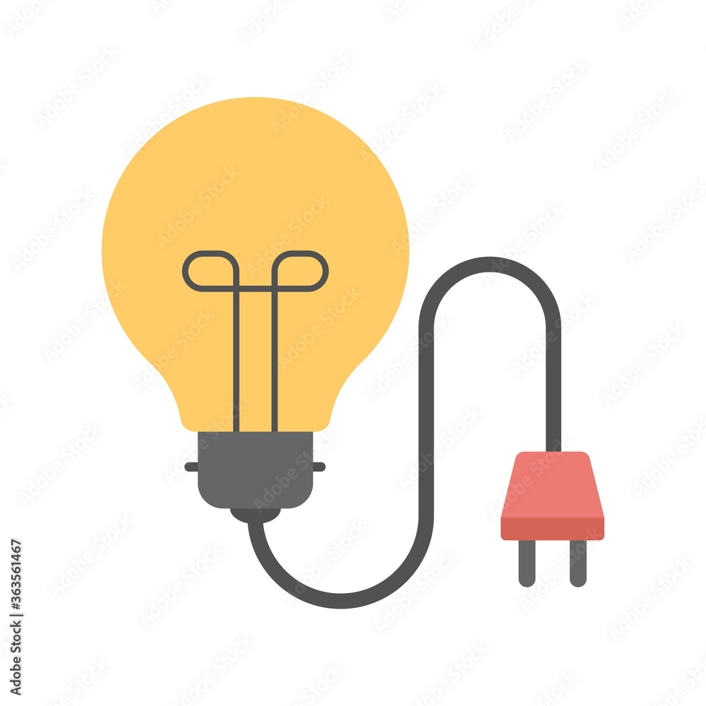 Light bulb with electric plug representing electricity. Electric energy icon. Light bulb with electric plug representing electricity. Electric energy icon.