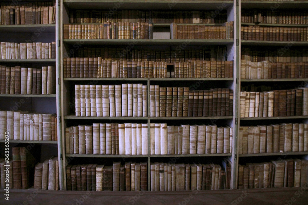 historic old books in a old library