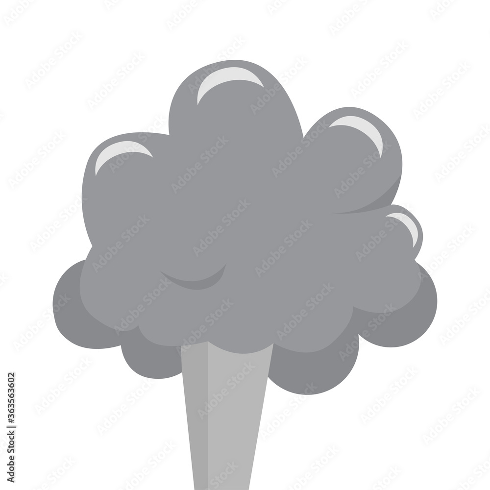 Mushroom explosion. Boom! Symbol, sticker tag, special offer label, advertising badge. Sign banner. Comics speech bubble bang. Clouds for explosions like boom.
