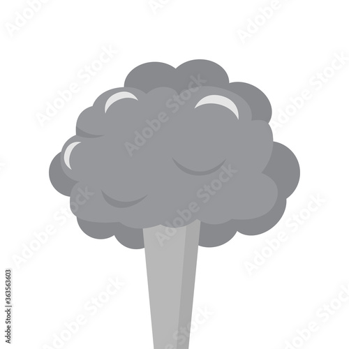 Mushroom explosion. Boom! Symbol, sticker tag, special offer label, advertising badge. Sign banner. Comics speech bubble bang. Clouds for explosions like boom. 