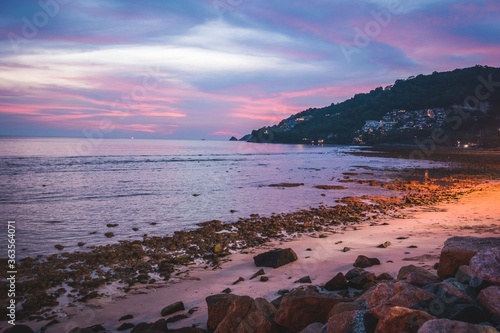Fototapeta Naklejka Na Ścianę i Meble -  Sunset over Phuket beach - with pinks and blues