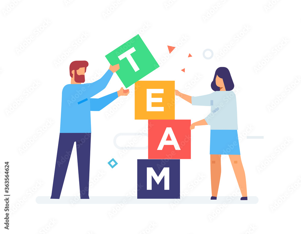 people stack cubes teamwork. Flat illustration Icons infographics. Landing page site print poster. people stack cubes teamwork. Flat illustration Icons infographics. Landing page site print poster.