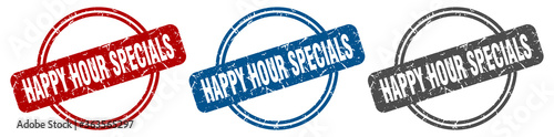 happy hour specials stamp. happy hour specials sign. happy hour specials label set