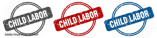 child labor stamp. child labor sign. child labor label set