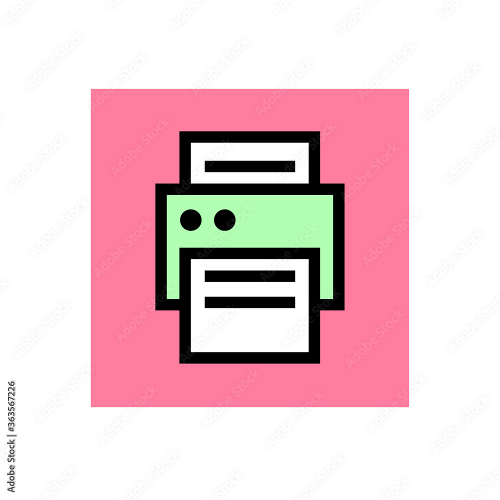 Printer for paper. Office printing equipment for business. Vector illustration in a flat style. Printer for paper. Office printing equipment for business. Vector illustration in a flat style.