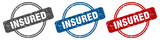 insured stamp. insured sign. insured label set