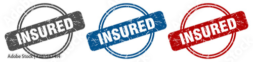 insured stamp. insured sign. insured label set