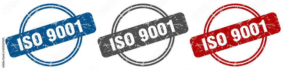 iso 9001 stamp. iso 9001 sign. iso 9001 label set - obrazy, fototapety, plakaty 