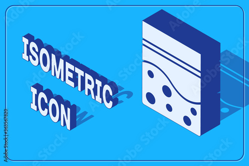 Isometric Plastic bag of medicinal cannabis icon isolated on blue background. Health danger. Vector Illustration.