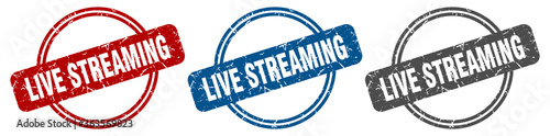 live streaming stamp. live streaming sign. live streaming label set