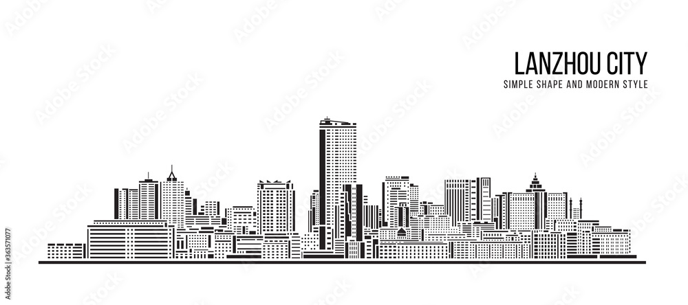 Cityscape Building Abstract Simple shape and modern style art Vector design -  Lanzhou city