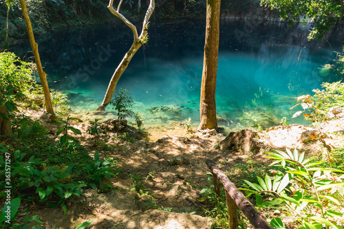 Fototapeta Naklejka Na Ścianę i Meble -  Scenic view of Lampang emerald pool; Lom phu kiew, Thailand