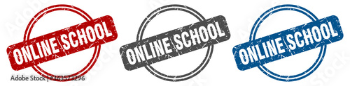 online school stamp. online school sign. online school label set