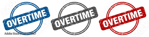 overtime stamp. overtime sign. overtime label set