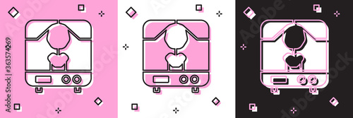 Set X-ray machine icon isolated on pink and white, black background. Vector Illustration.