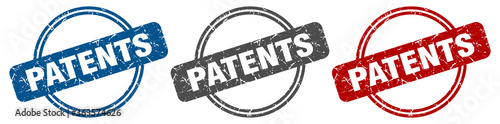 patents stamp. patents sign. patents label set