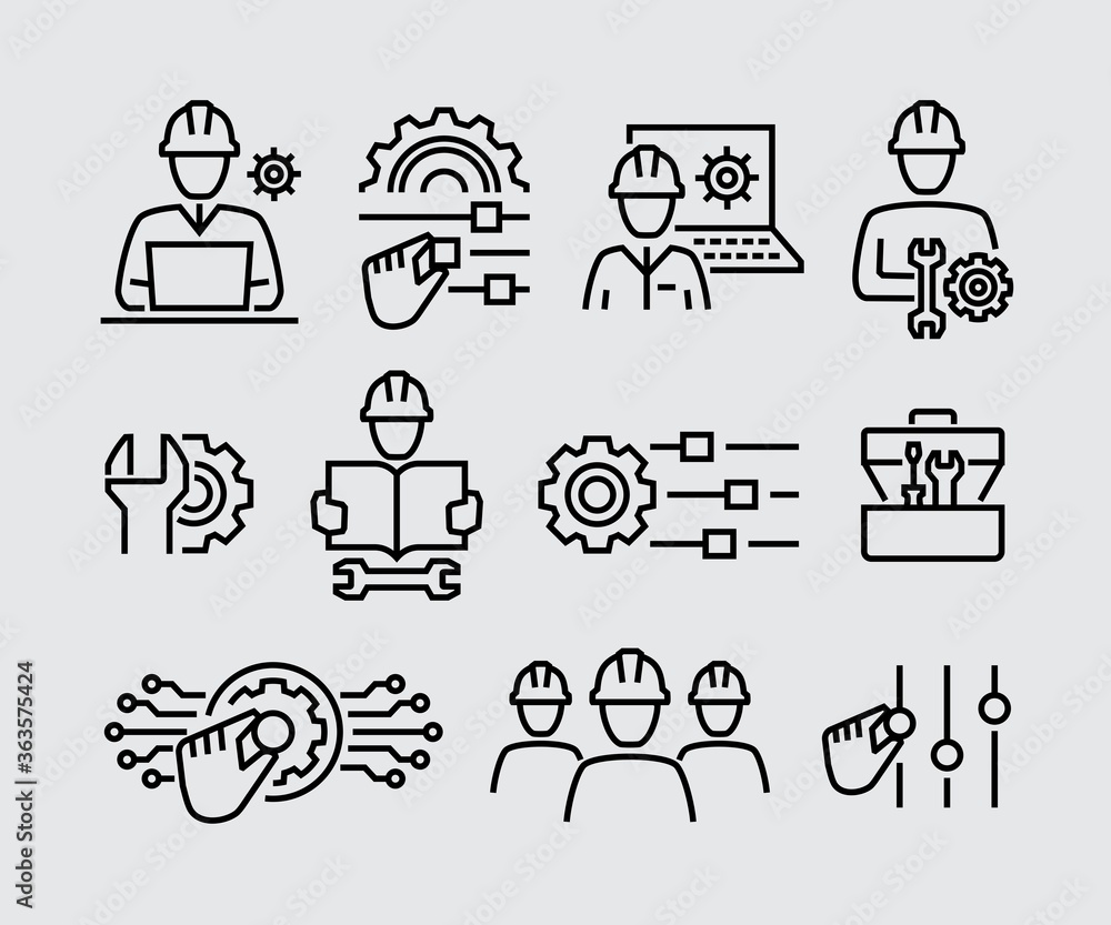 Engineering Vector Line Icons Set Engineering Vector Line Icons Set