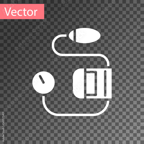 White Blood pressure icon isolated on transparent background. Vector Illustration.