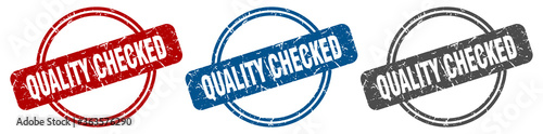 quality checked stamp. quality checked sign. quality checked label set
