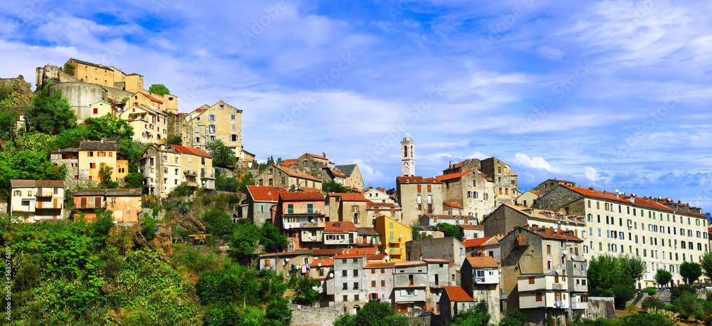 Corsica island travel , beautiful places. Corte - old medieval village. France