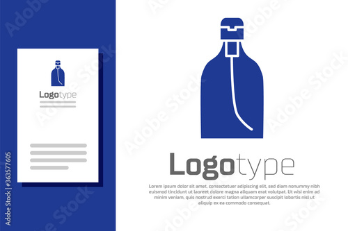 Blue Bottle of liquid antibacterial soap with dispenser icon isolated on white background. Disinfection, hygiene, skin care. Logo design template element. Vector Illustration.