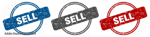 sell stamp. sell sign. sell label set photo