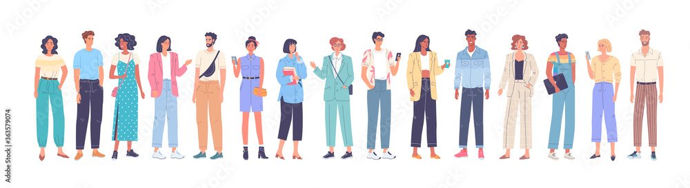 Different young people cartoon characters vector illustration Different young people cartoon characters vector illustration