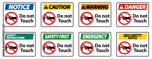 Notice do not touch sign label on transparent background